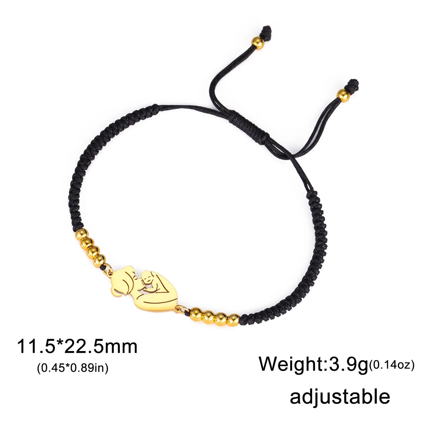 Teamer Stainless Steel Baby Mom Beads Charm Bracelet Red Black Purple Rope Bracelets Family Jewelry for Women Mother's Day Gift