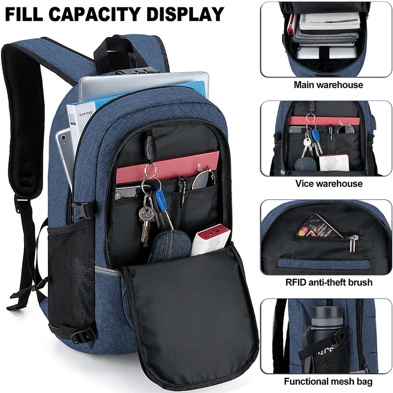 Fashionable Multi Pocket Neutral Backpack, Waterproof, Anti-theft, 14 Inch Computer Backpack, USB And Headphone Reserved Ports