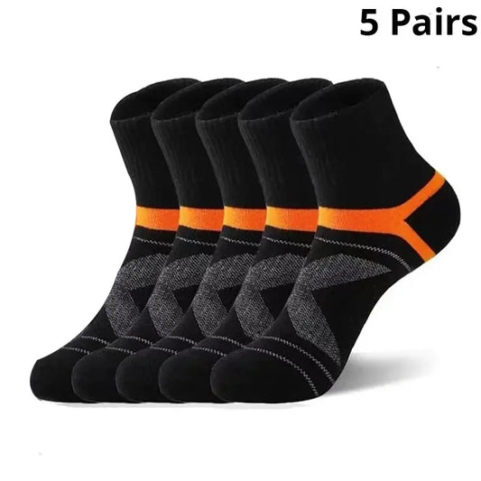 5 Pairs Lot Men's Socks Black Sports Socks Casual Run Autumn Winter High Quality Breathable Male Socks