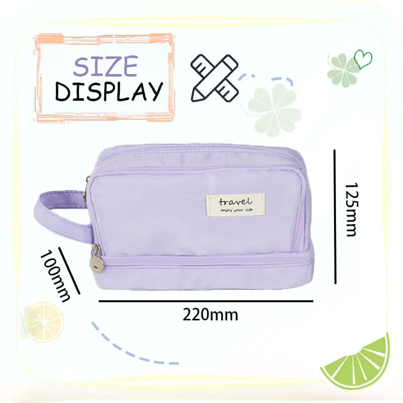 Macaron Pencil Case Double layer Large Capacity pencil bag Cute Back to School Stationery Supplies Schools & Offices