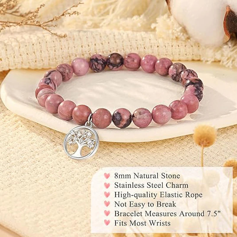 Tree of Life Bracelet for Women Lady,  Natural Stone Bracelet Gifts for Grandma, Birthday Christmas Wedding Mothers' Day Gifts