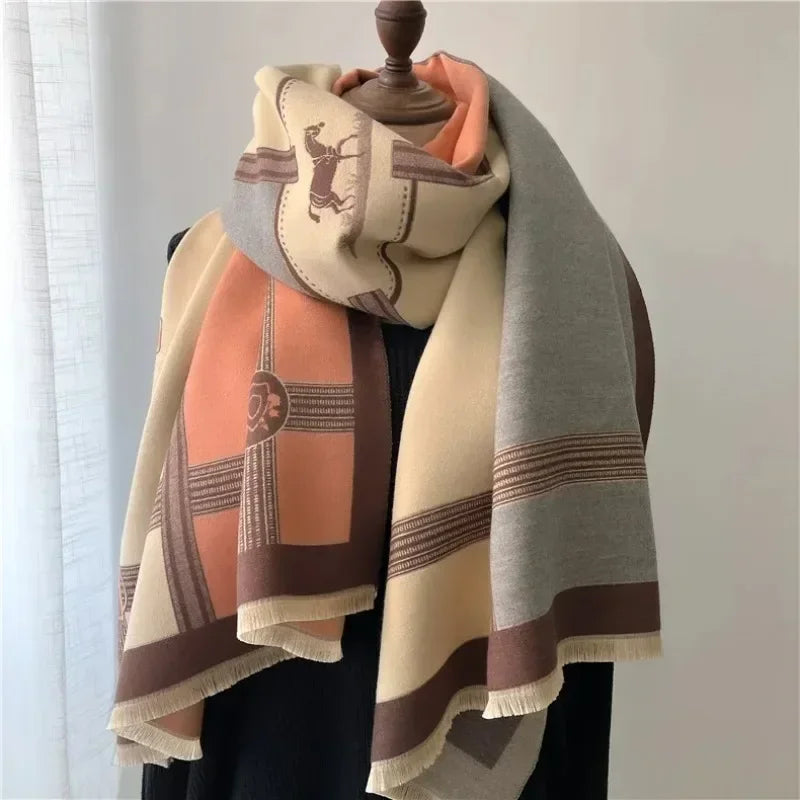 Luxury Brand Winter Cashmere Scarf Women 65x185cm