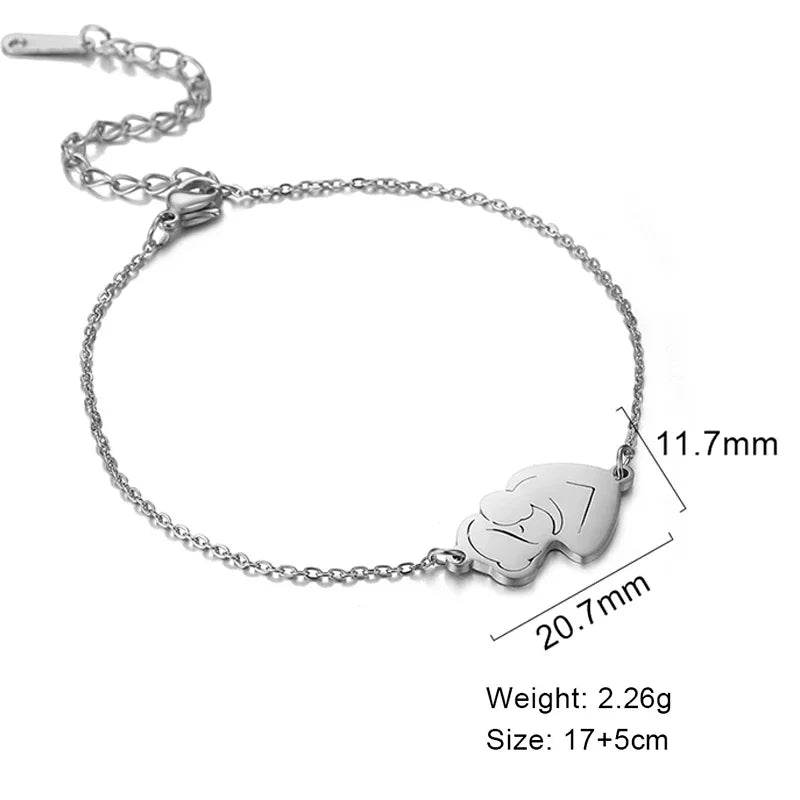 Teamer Stainless Steel Baby Mom Beads Charm Bracelet Red Black Purple Rope Bracelets Family Jewelry for Women Mother's Day Gift