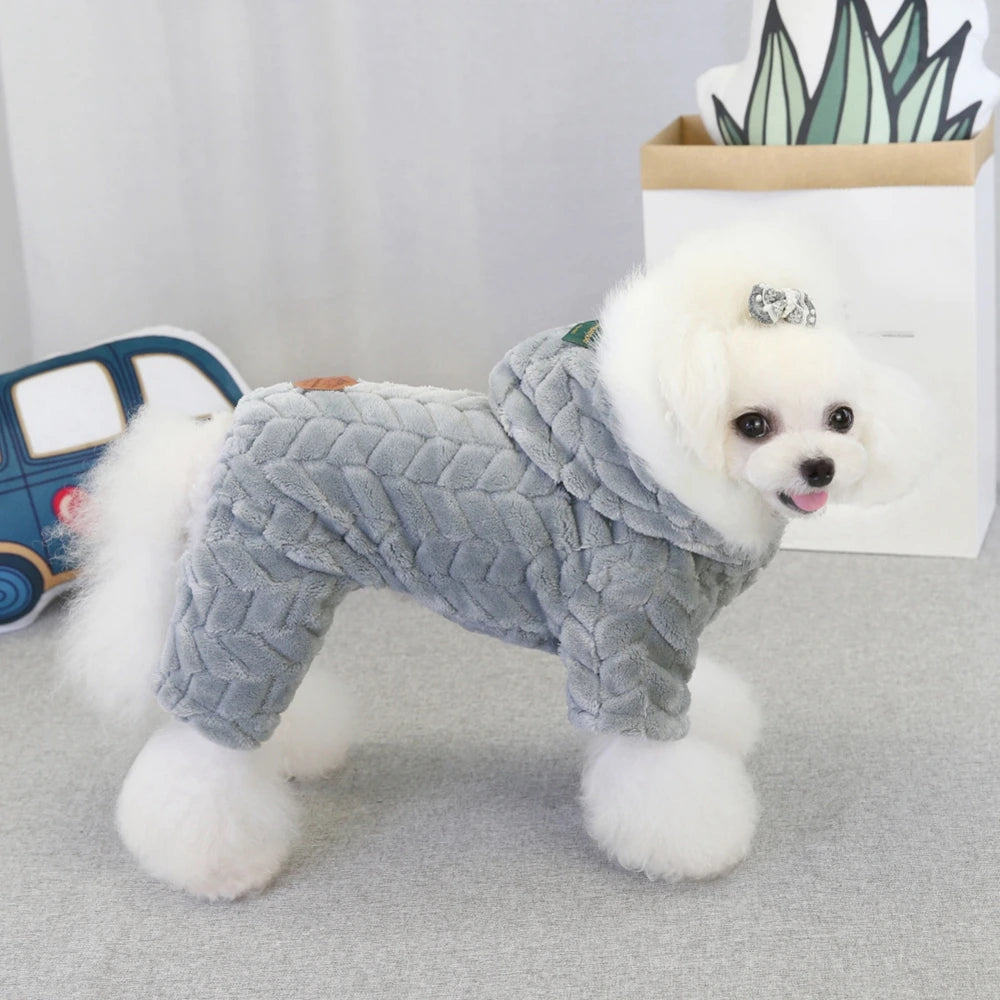 Winter Pet Dog Clothes Thicker Polyester Cotton Coat Jumpsuit Four-legged Down Jacket