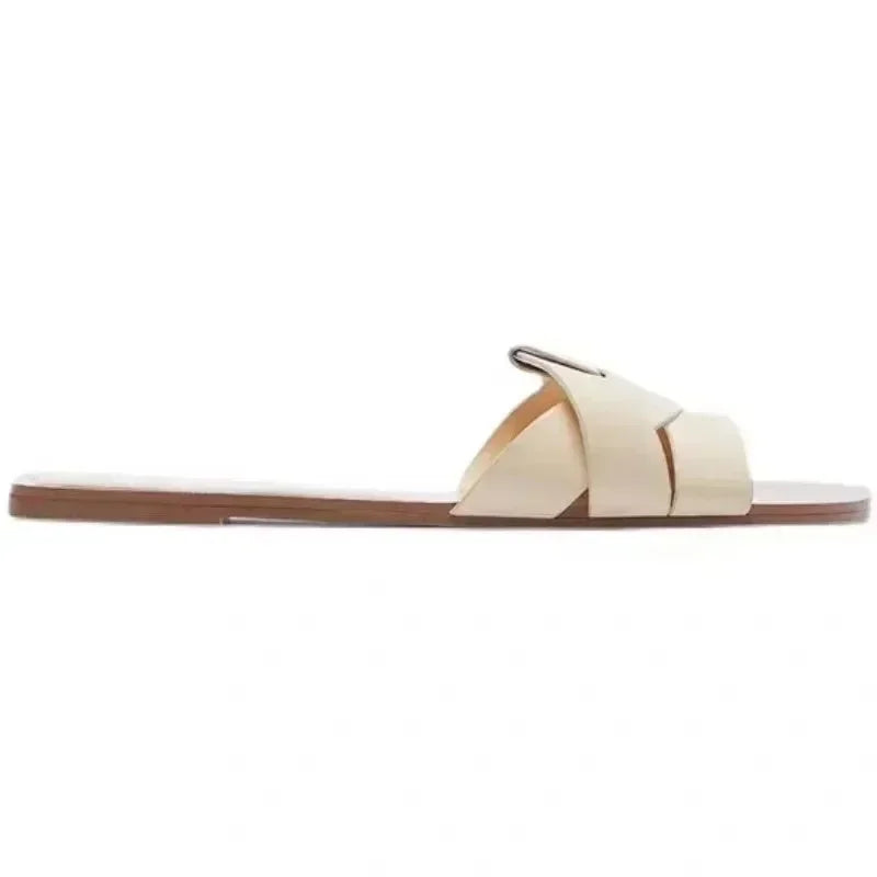 Summer New Women Designer Brand Flat Slippers Woven with Comfortable Women's Shoes Casual Bottom Slippers Woman Shoes