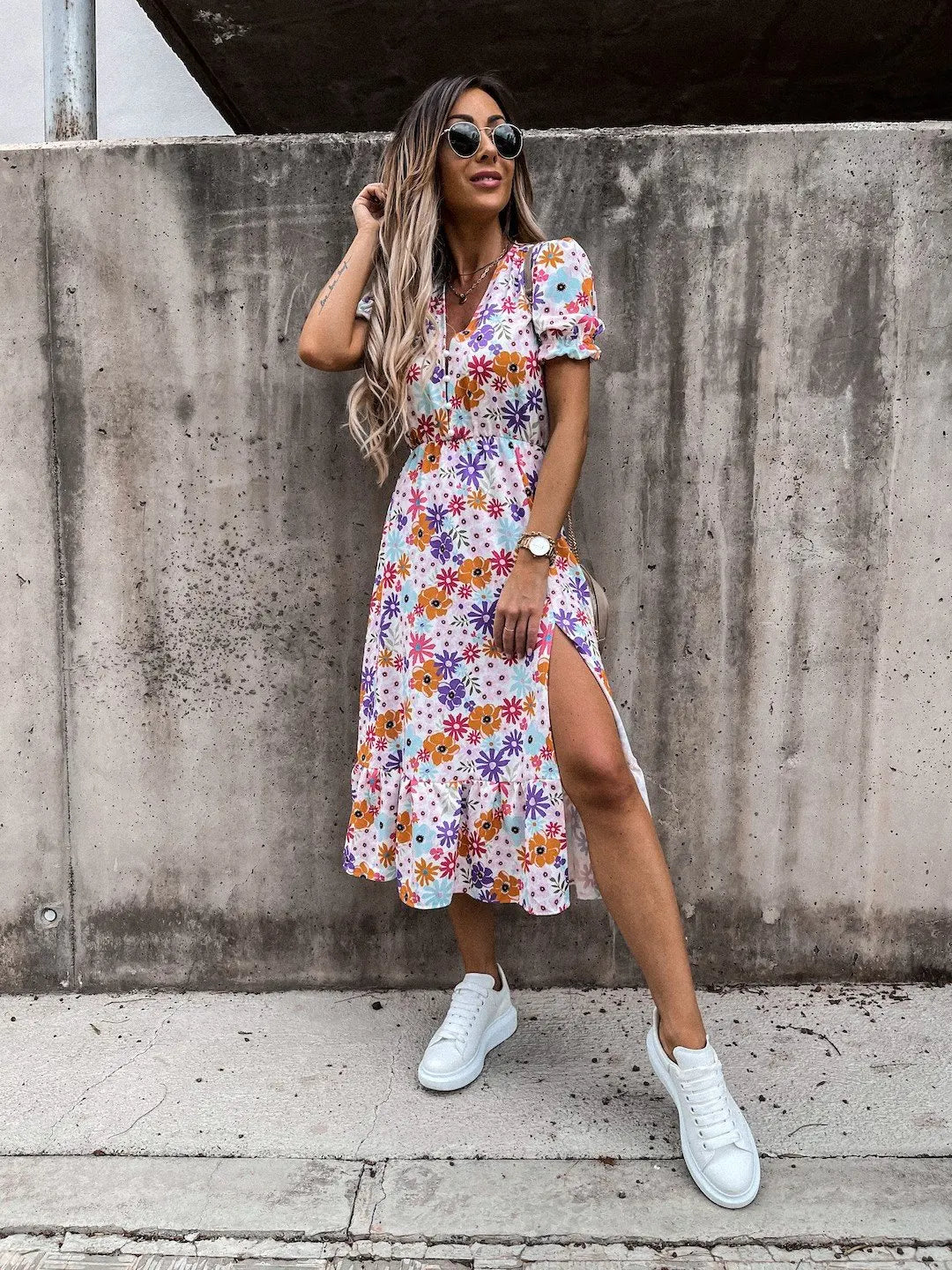 Summer Floral Print Dress Women