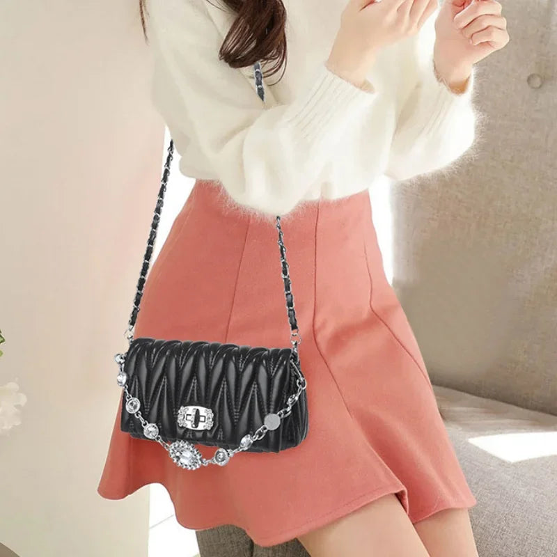 Handbags Rhinestone Chain Flap Crossbody