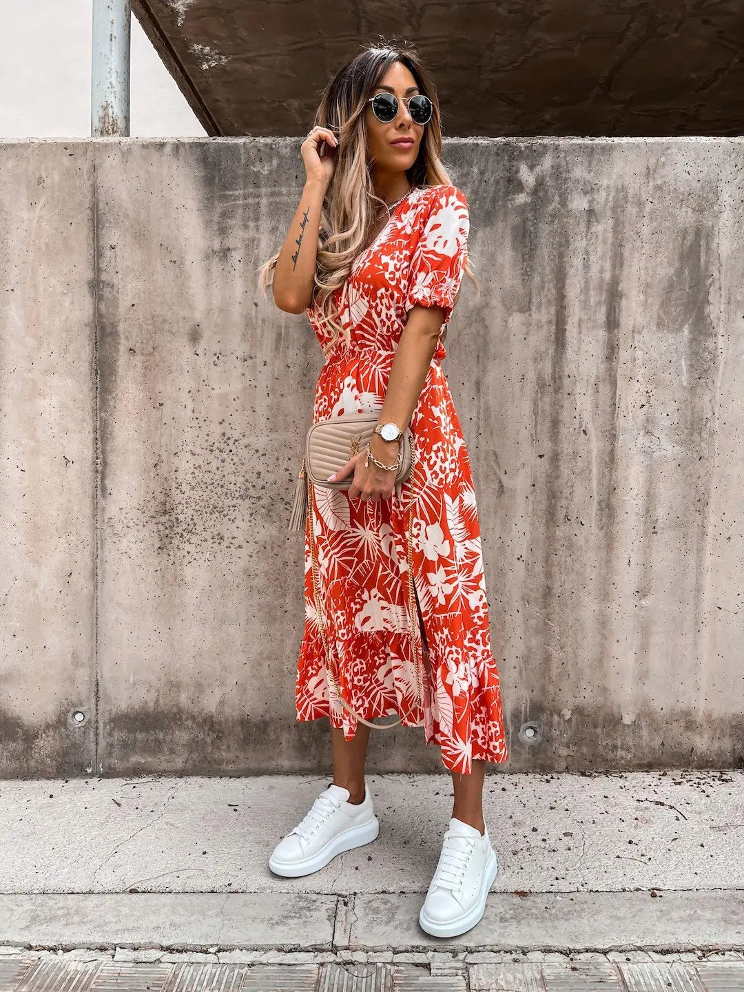 Summer Floral Print Dress Women