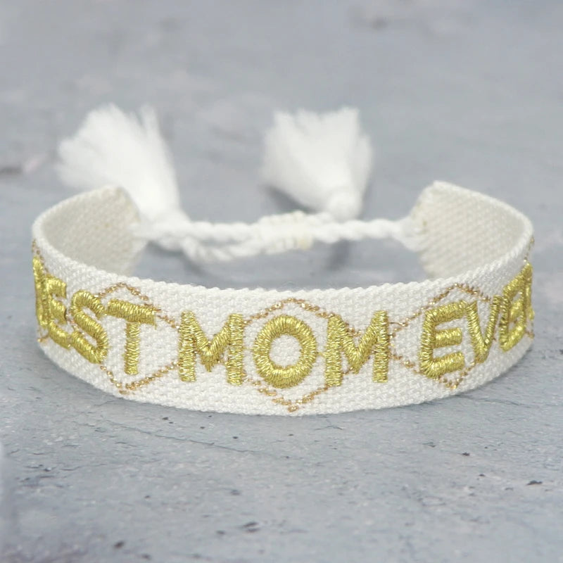 Woven Embroidery Bracelets Adjustable Bracelet Gift For Super Mom