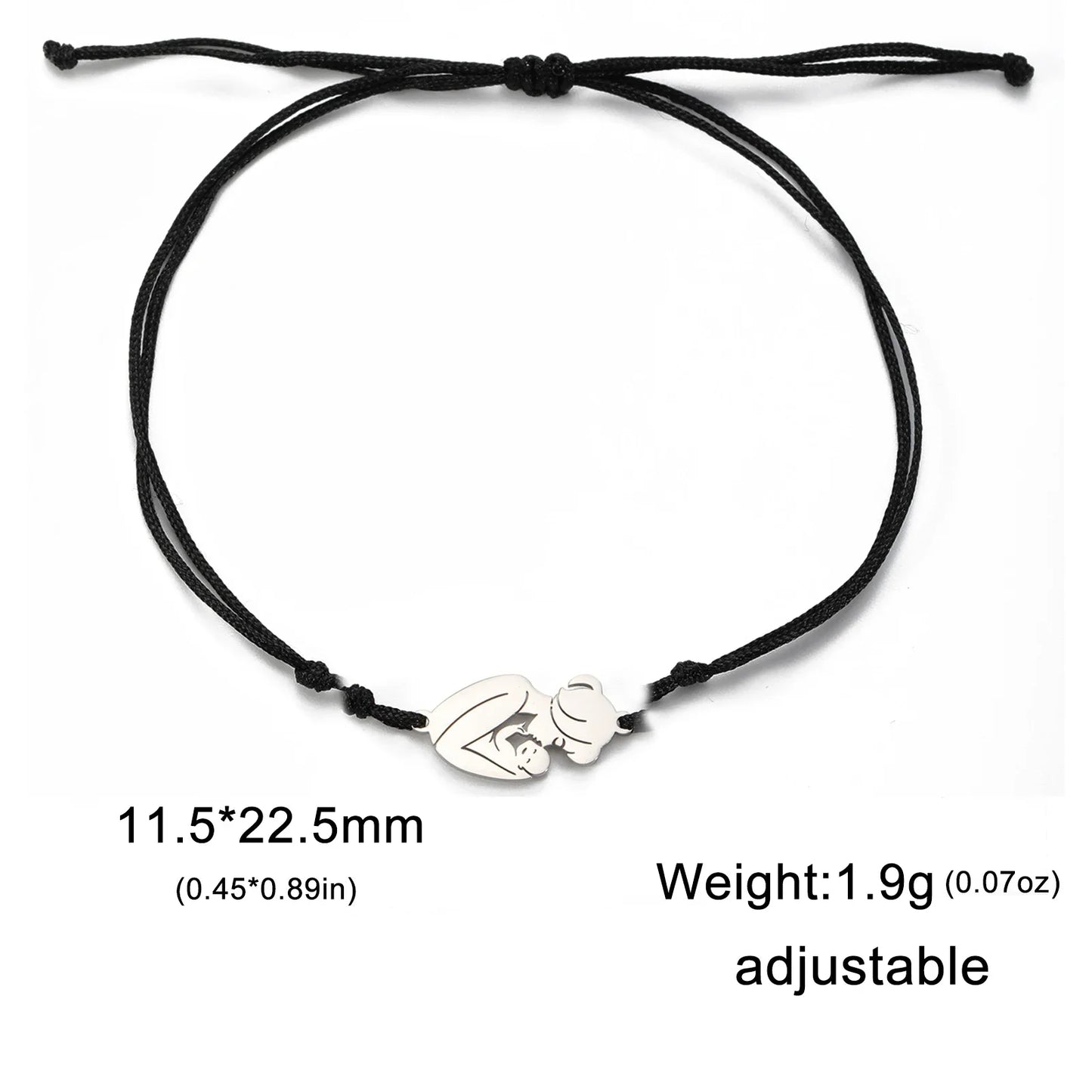 Teamer Stainless Steel Baby Mom Beads Charm Bracelet Red Black Purple Rope Bracelets Family Jewelry for Women Mother's Day Gift