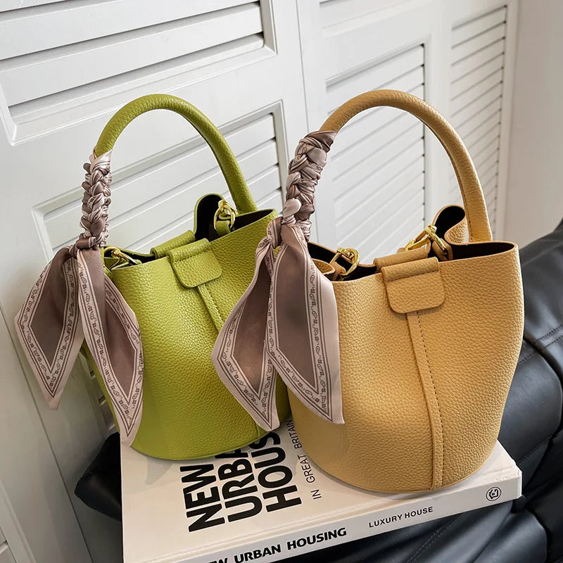 Luxury Brand Design Bucket Bag Ladies PU Leather