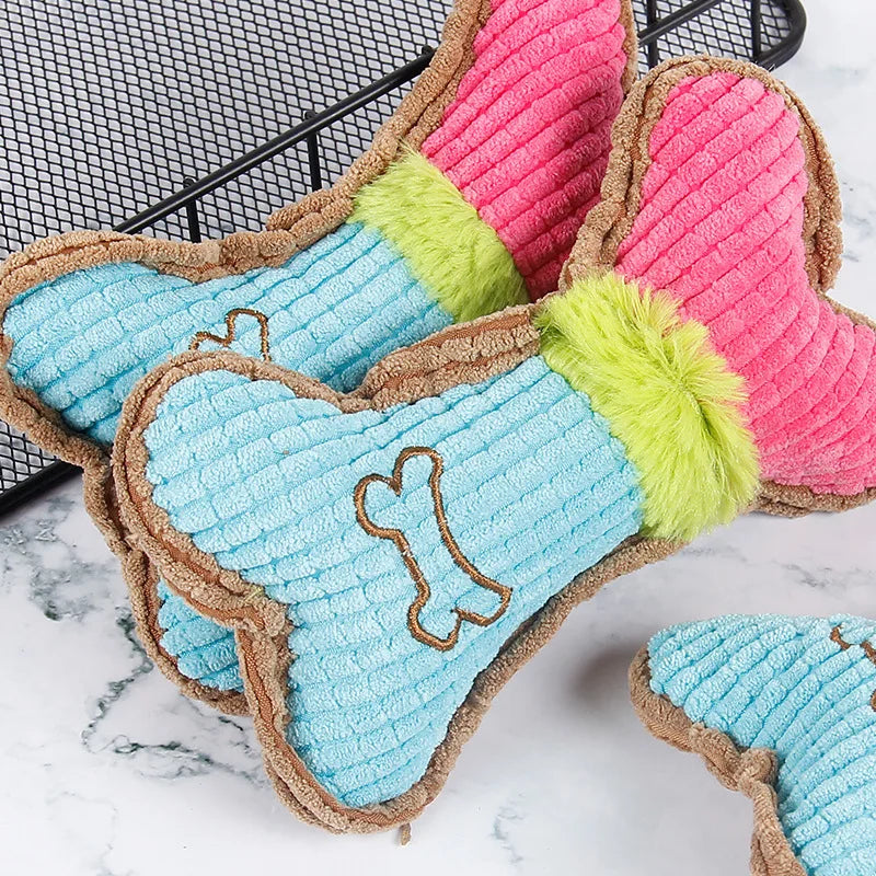 Squeaky Toys, Bones Plush Dogs Chew Toy for Small Medium Breed Puppy Aggressive Chewer Pets Puppy Playing Cleaning Teeth
