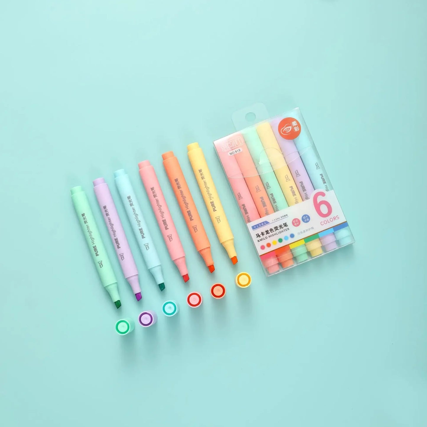 6Pcs/set Pastel Color Macaron Highlighter Pen Marker Pens Fluorescent Pen Drawing Highlighters Cute Stationery School Supplies