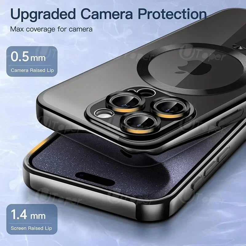 Luxury Plating Soft  Case For iPhone 15 14 Pro Max 15 13 12 11 Plus Magnetic Wireless Charging Clear Back Cover