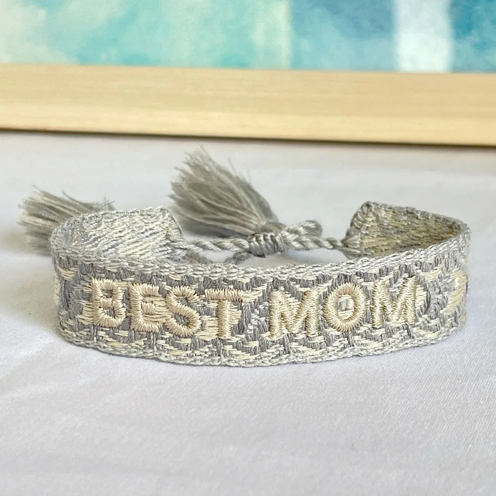 Woven Embroidery Bracelets Adjustable Bracelet Gift For Super Mom