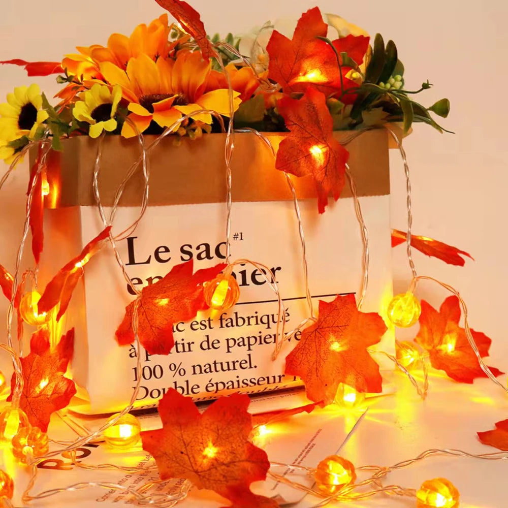 Led Light String Autumn Leaves Decoration 2024